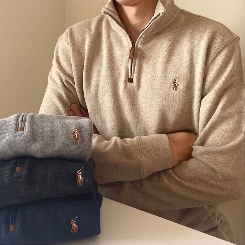 RALPHLAUREN针织衫棉立领男套头