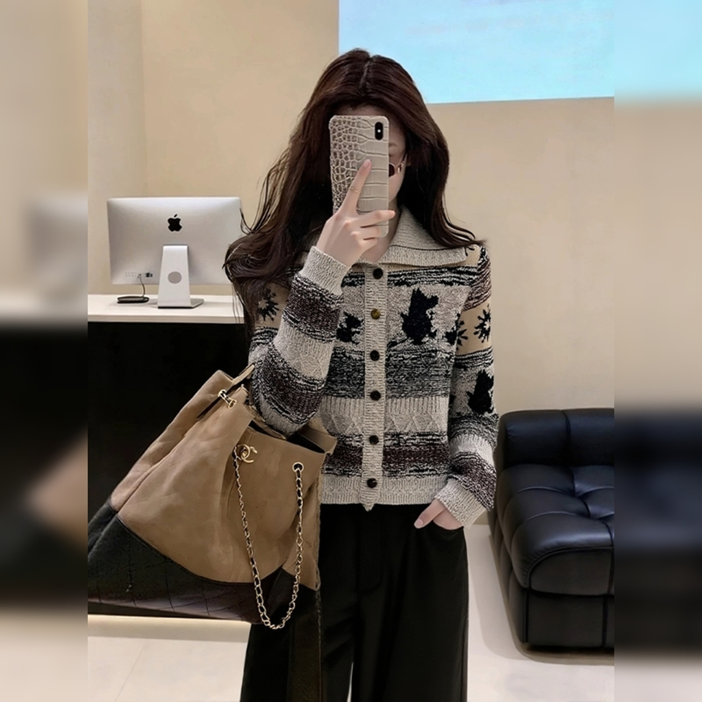 法式气质慵懒风费尔岛翻领针织衫女装秋冬新款小个子短款宽松毛衣,女装/女士精品,大码内搭,淘宝优惠券,粉丝福利购,淘宝优惠卷