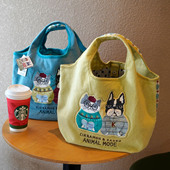 日式 磨毛Kusuguru刺绣贴布手提包女购物袋便当包菜篮子大容量