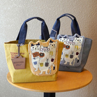 斜挎包大容量手提 立体小猫多隔层拉链款 送皮牌 日本kusuguru正品