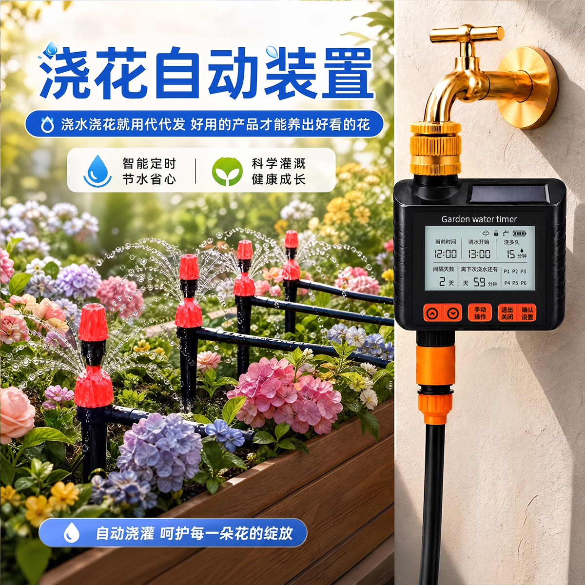 太阳能充电自动浇花神器定时系统