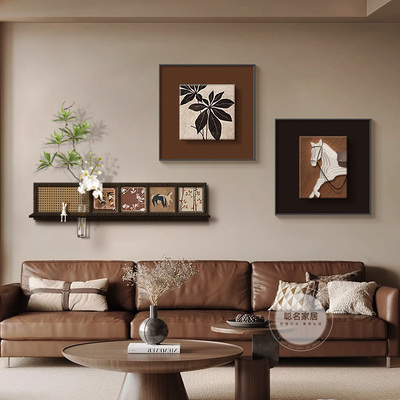中古风客厅装饰画2025新款立体