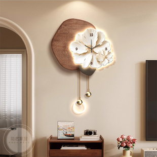 中古风电视背景墙装饰画石来运转格栅装饰挂件高级感客厅创意挂钟