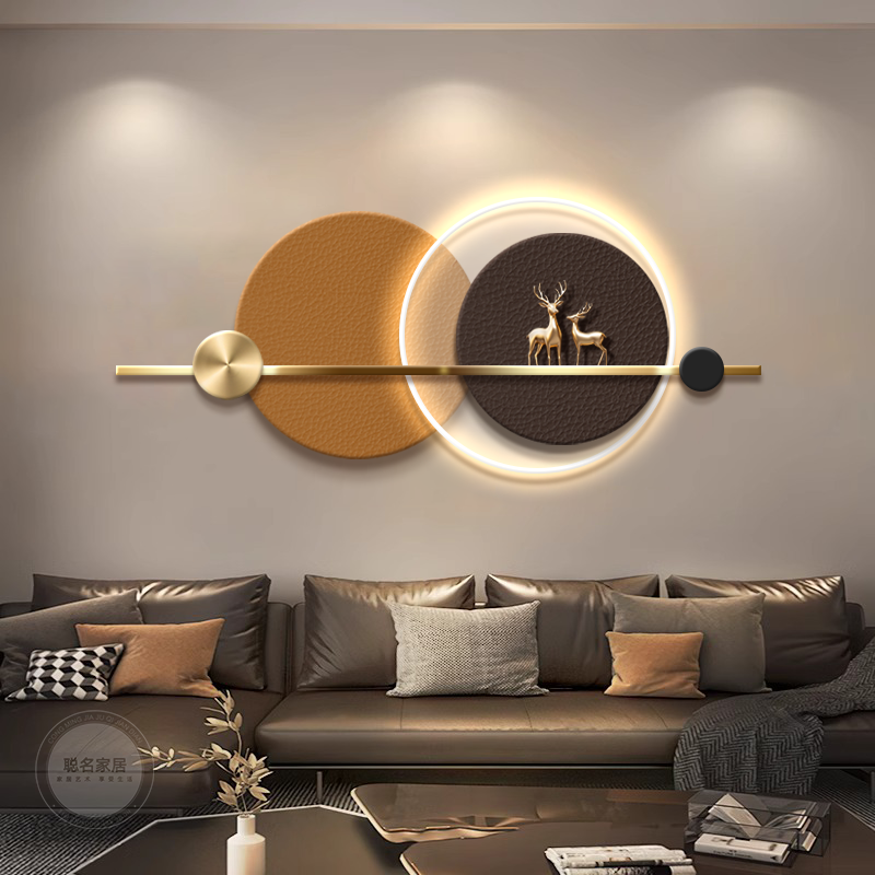 轻奢3d立体客厅装饰画高级感沙发背景墙挂画奶油风发光立体壁挂饰