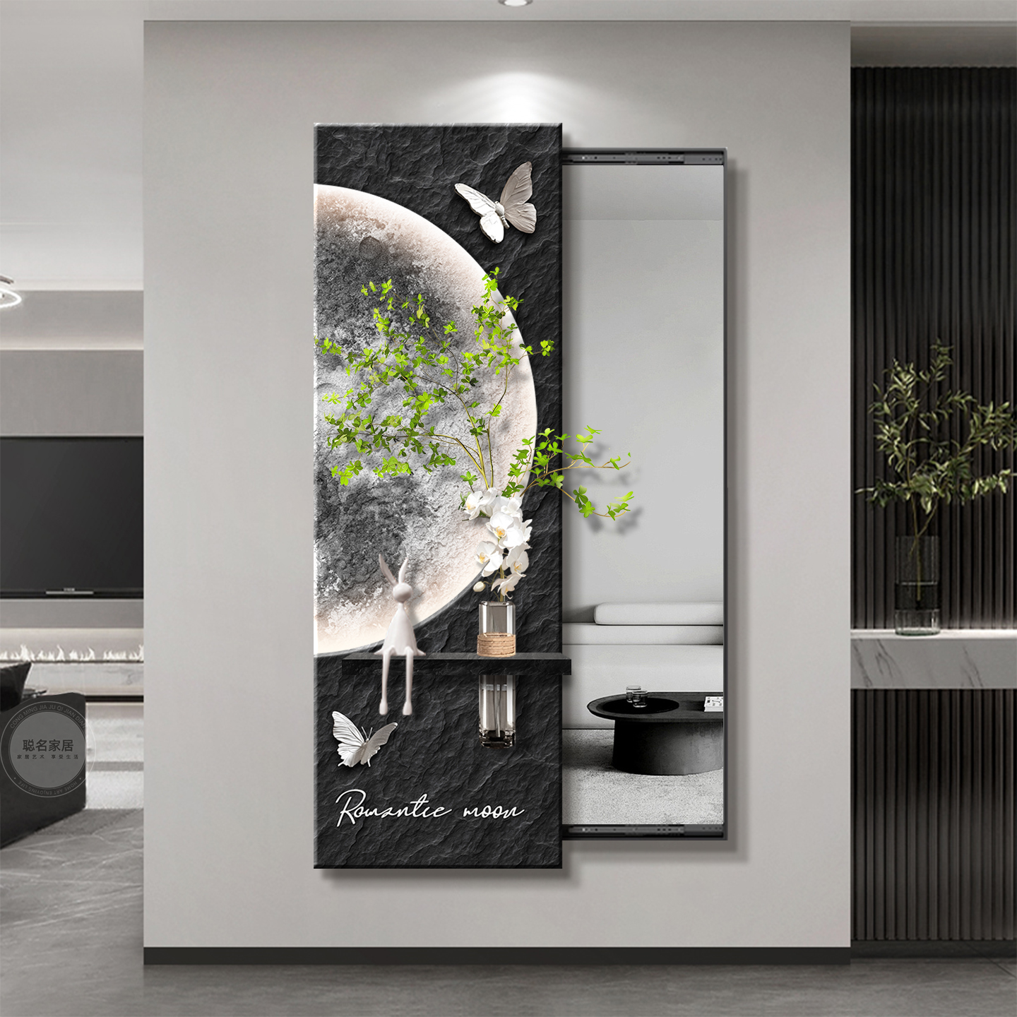 轻奢高级感穿衣镜装饰画隐藏式