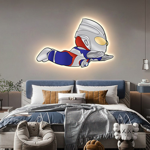 卡通奥特曼床头装饰画led灯画