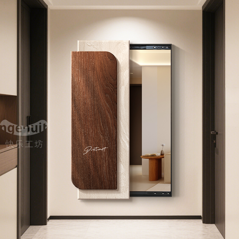 中古风玄关推拉镜子遮挡隐