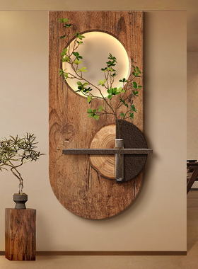 中世纪水培绿色植物入口装饰画覆古高端走廊末端挂画入口门壁画灯