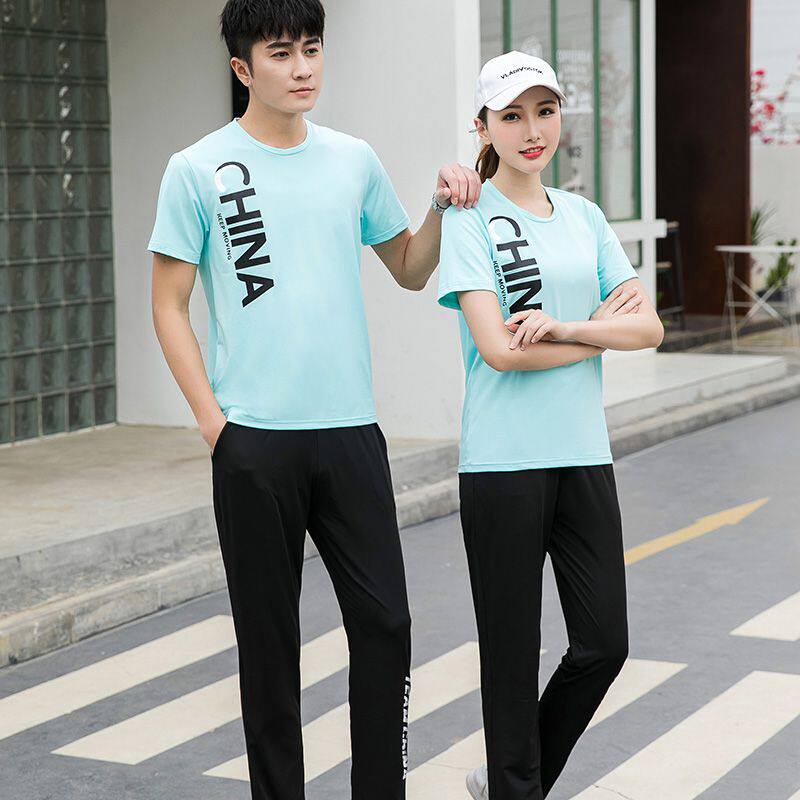 CHINESE TEAM SPORTSWEAR SUITS COUPLES CASUAL RUNNING MENS AND WOMENS SUMMER SHORT SLEEVE T-SHIRTS TROUSERS NATIONAL UNIFORMS COMPETITION CLASS UNIFORMS T