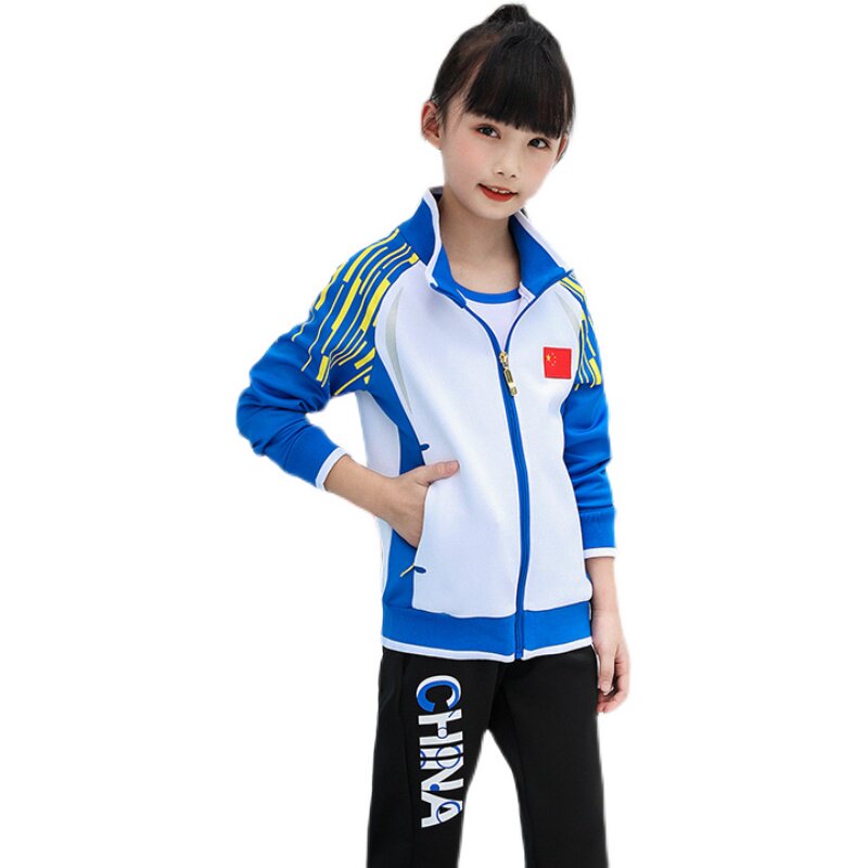 CHINESE TEAM SPORTSWEAR SUITS SPRING AND AUTUMN PARENT-CHILD CASUAL COUPLE OUTFITS SPORTS MEETING PERFORMANCES STUDENT CLASS UNIFORMS GROUP SCHOOL UNIFORMS