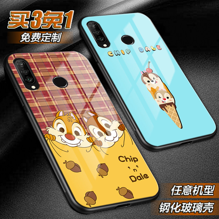 两只松鼠奇奇和蒂蒂适用华为nova6 5pro 4e玻璃3ei麦芒2i手机壳潮