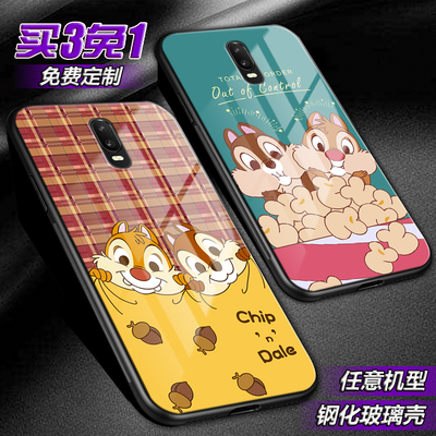 两只松鼠奇奇和蒂蒂适用oppor17pro周边r11 r9splus玻璃a75手机壳