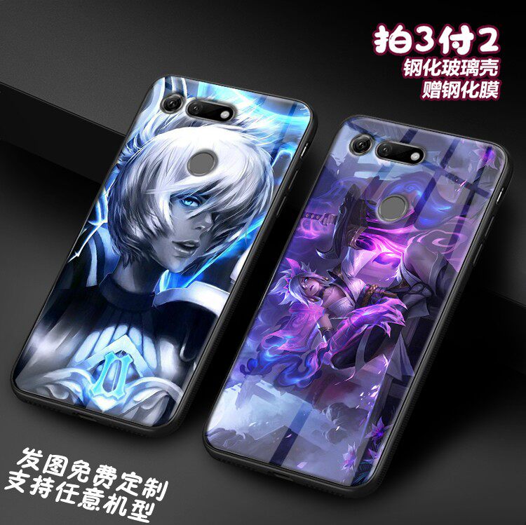 LOL灵魂莲华RIVEN适用荣耀V30锐雯20pro note10 9i玻璃play手机壳