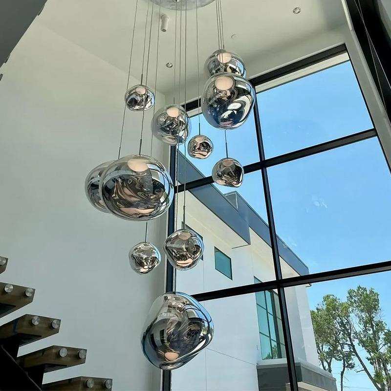 设计师熔岩楼梯长吊灯大别墅loft复式楼挑空吧台餐厅公寓客厅灯具