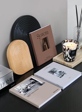 彩色猎人精装布装饰书英文内页人造书籍装饰品侧柜隔板架安排