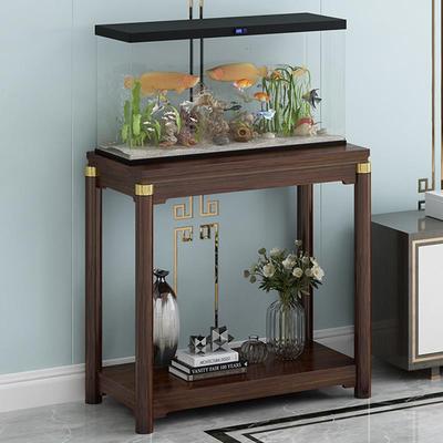 双层承重鱼缸架子高低多层专用置物架新中式花架子客厅落地式花几