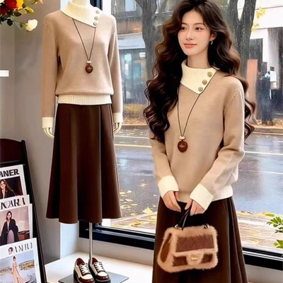 独特设计感气质小香风针织毛衣女