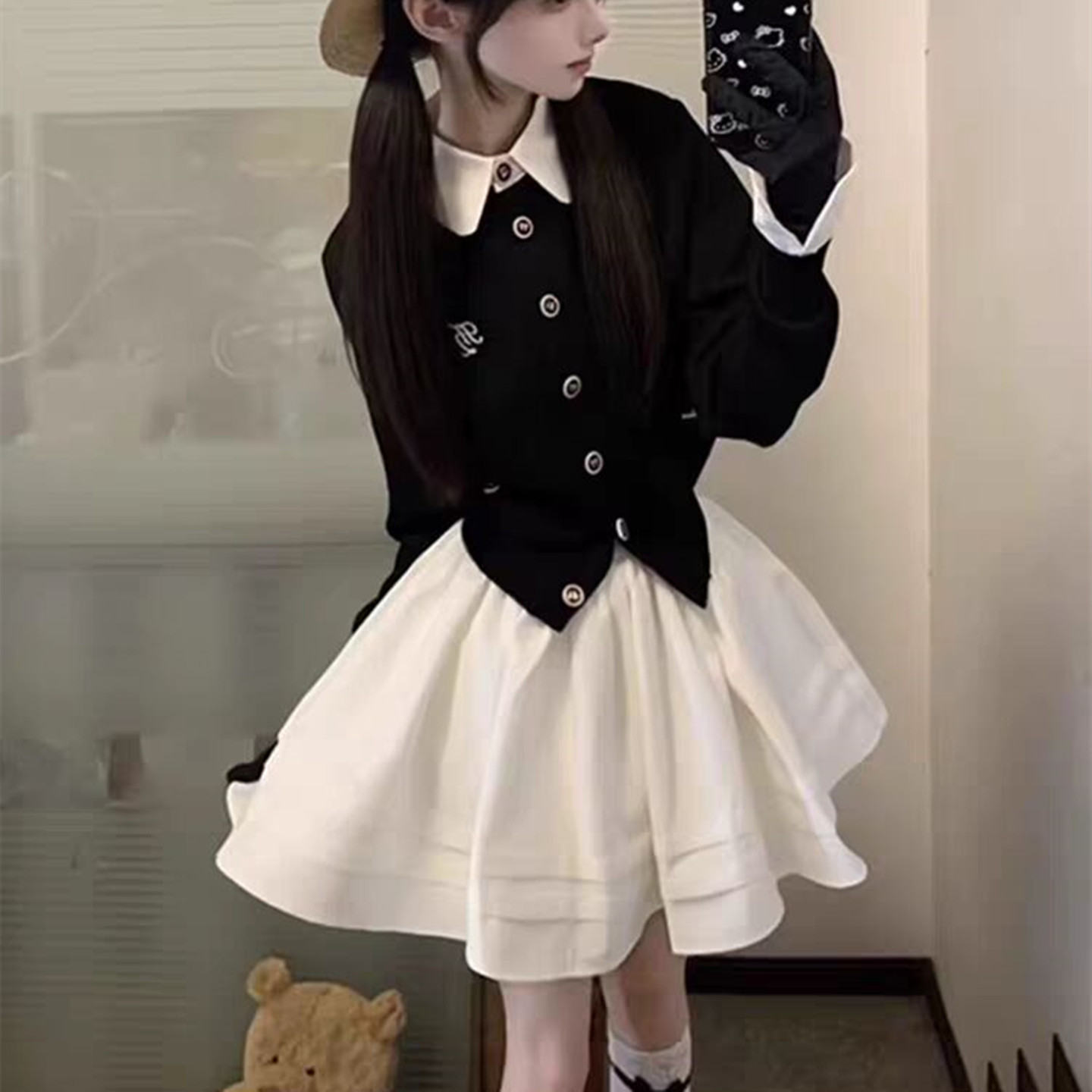 富家千金miu系学院风套装裙子女