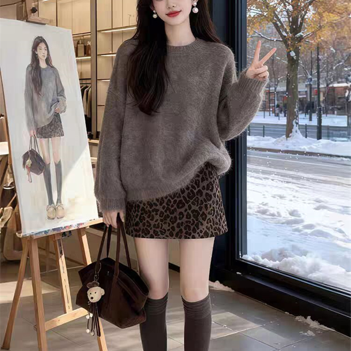 盐系轻熟御姐气质小香风毛衣裙子