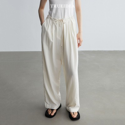 trueidea百搭高腰宽松直筒遛弯裤