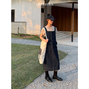 trueidea25春 色织牛仔背带裙