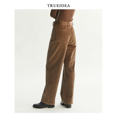 trueidea百搭可调腰灯芯绒直筒裤