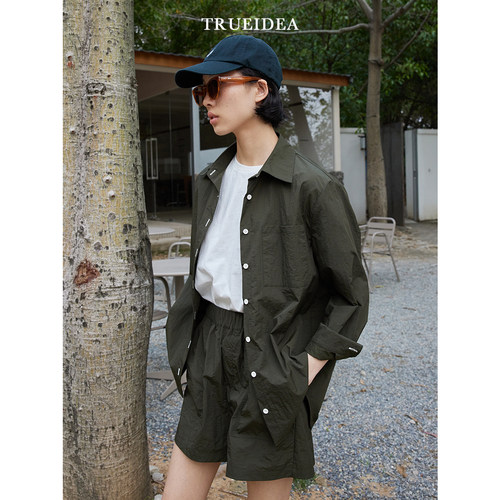 防晒衬衣短裤2025新款宽松百搭