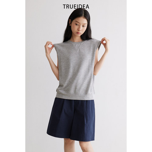 Trueidea  夏季莱赛尔空气层上衣落肩飞袖运动休闲背心