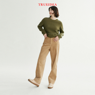 trueidea24春 经典返场 爆款加色 卡其色灯芯绒直筒裤