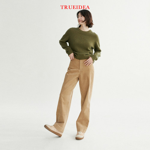 trueidea通勤百搭灯芯绒直筒裤