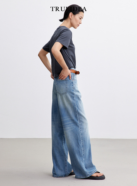 trueidea日系COTTON CITIZEN水洗莱赛尔棉阔腿牛仔裤