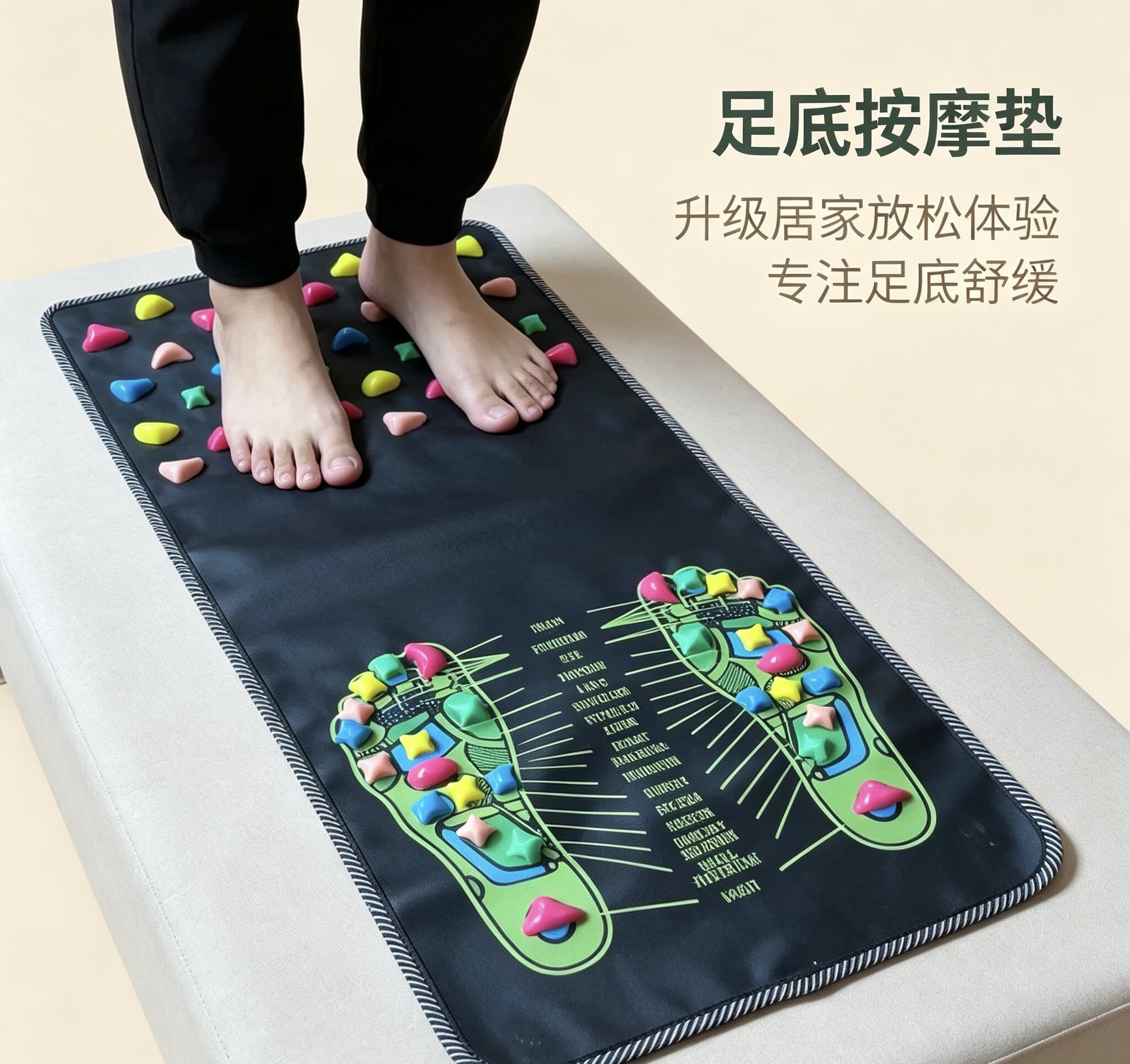 足底按摩垫足底穴位按摩垫鹅卵石通经络家庭游戏互动道具