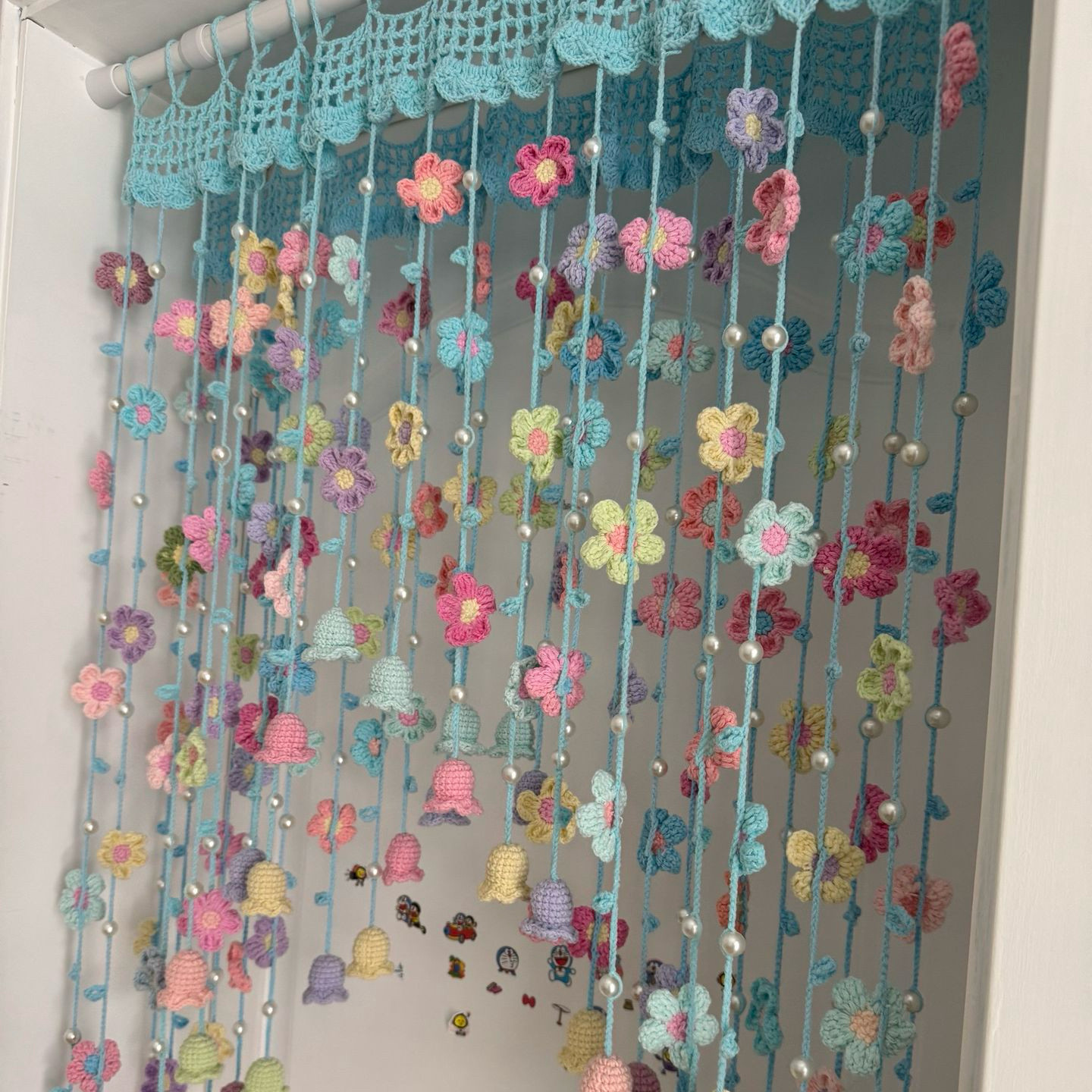 DIY材料包新款手工春日小花铃兰创意毛线钩织珍珠花朵门帘编织