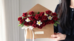 精美摆件自制礼物送对象情人节手工礼物扭扭棒信封花束DIY材料包