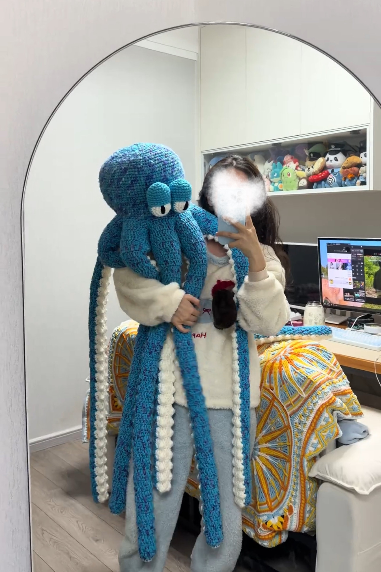 抽象个性手工编织超大章鱼DIY材料包八爪鱼抱枕毛线自制玩偶