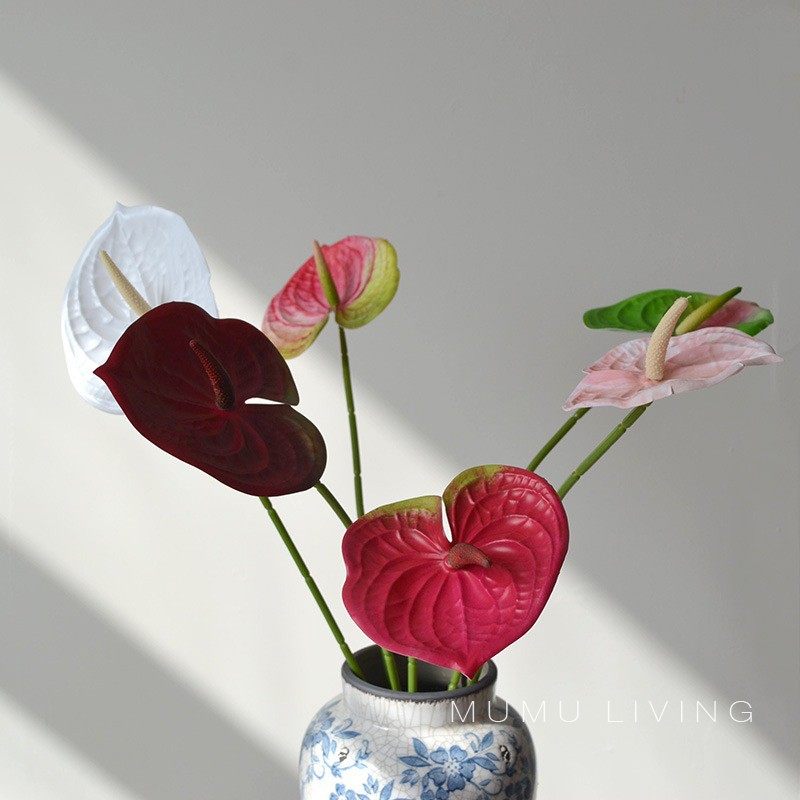 高级感复古摆件客厅插花花束仿真花火鹤花拍摄道具摆设花艺绢花