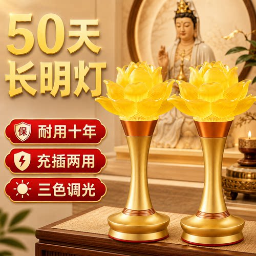 充电款高透琉璃莲花灯