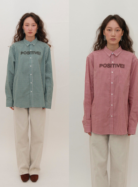 THINGNESS POSITIVE！印花格纹宽松纯棉格纹红绿色节日氛围感衬衫