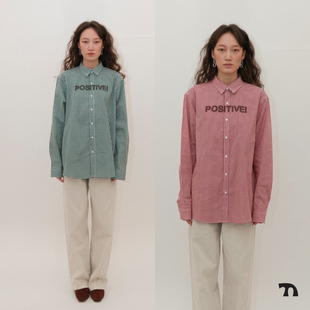 印花格纹宽松纯棉格纹红绿色节日氛围感衬衫 THINGNESS POSITIVE
