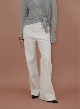 Thingness白色神裤酵素水洗挺括弹力微喇牛仔裤休闲基础百搭长裤