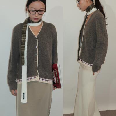 羊毛混纺针织开衫通勤百搭v领