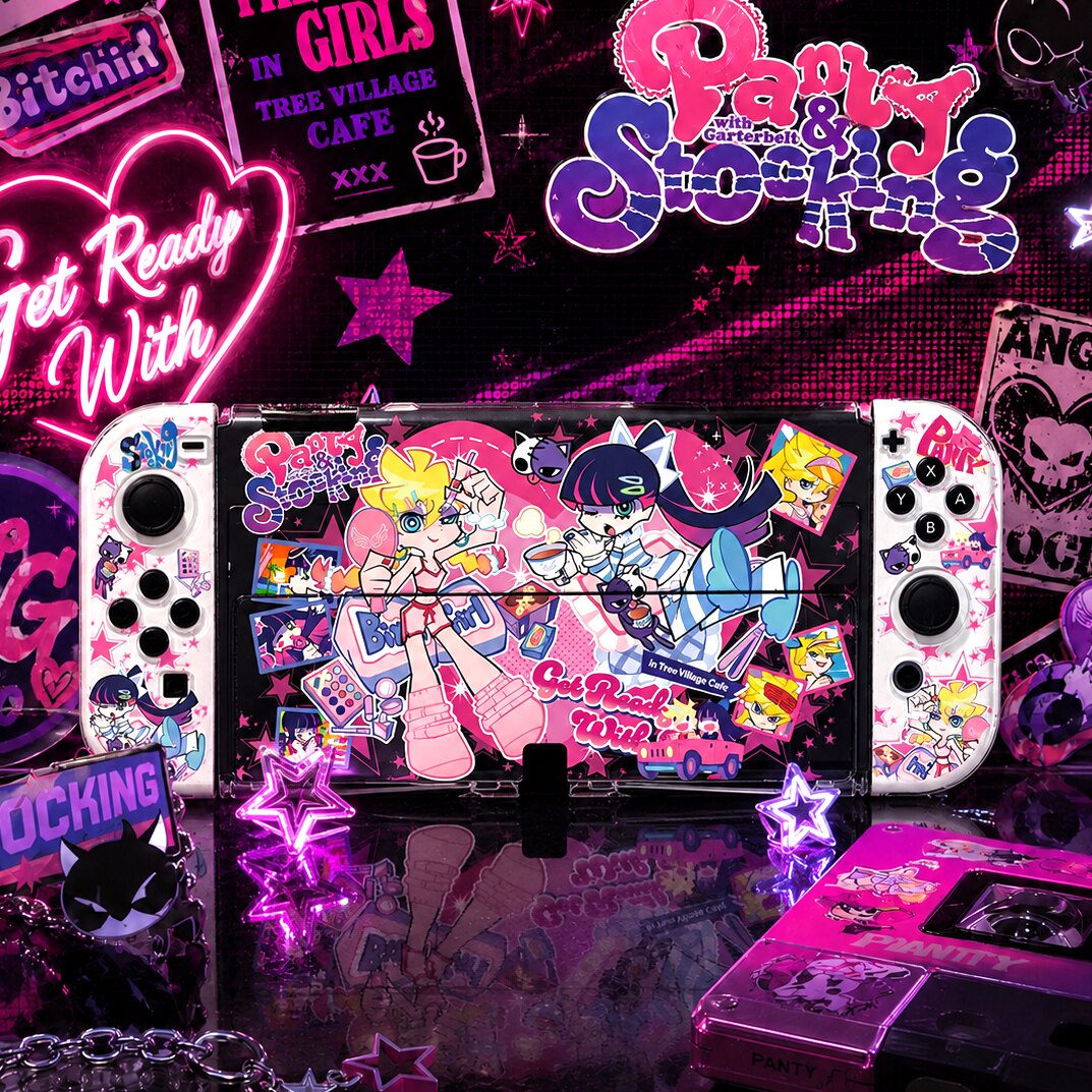 任天堂Switch2保护壳OLED硬壳分体底座全包防摔吊带袜天使粉色图片