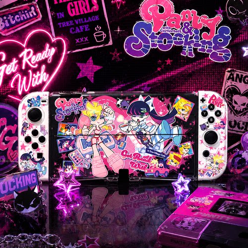任天堂Switch2保护壳OLED硬壳分体底座全包防摔吊带袜天使粉色