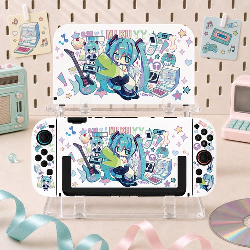 任天堂Switch2保护壳OLED硬壳分体底座全包防摔可爱初音少女白壳
