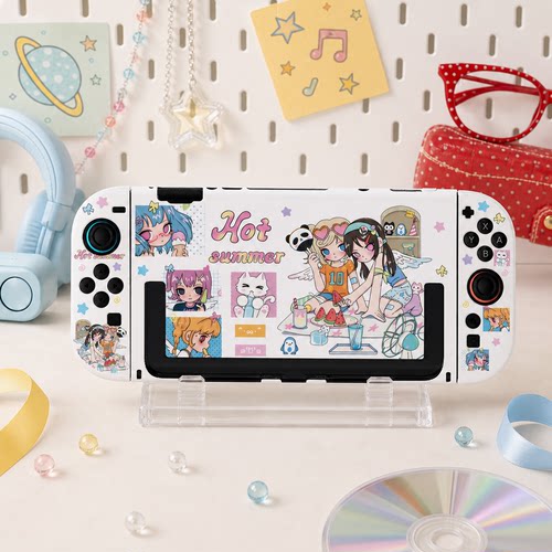 任天堂Switch2保护壳OLED硬壳分体底座全包防摔可爱夏日女孩y3k亚