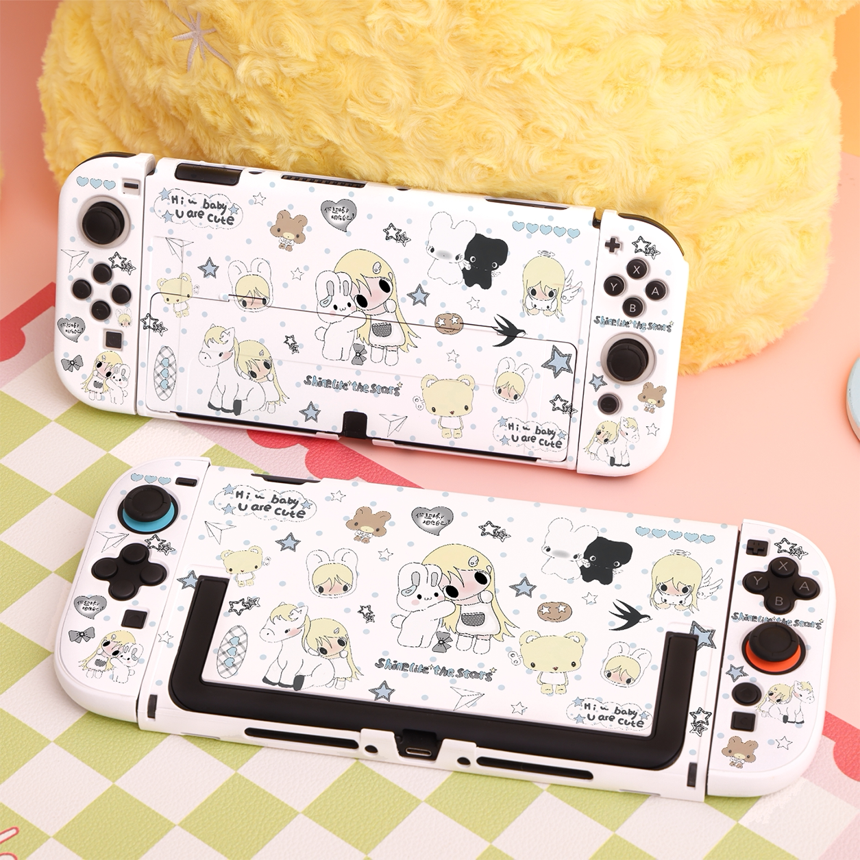 任天堂Switch2保护壳OLED硬壳分体底座全包防摔可爱波点野有上秋图片