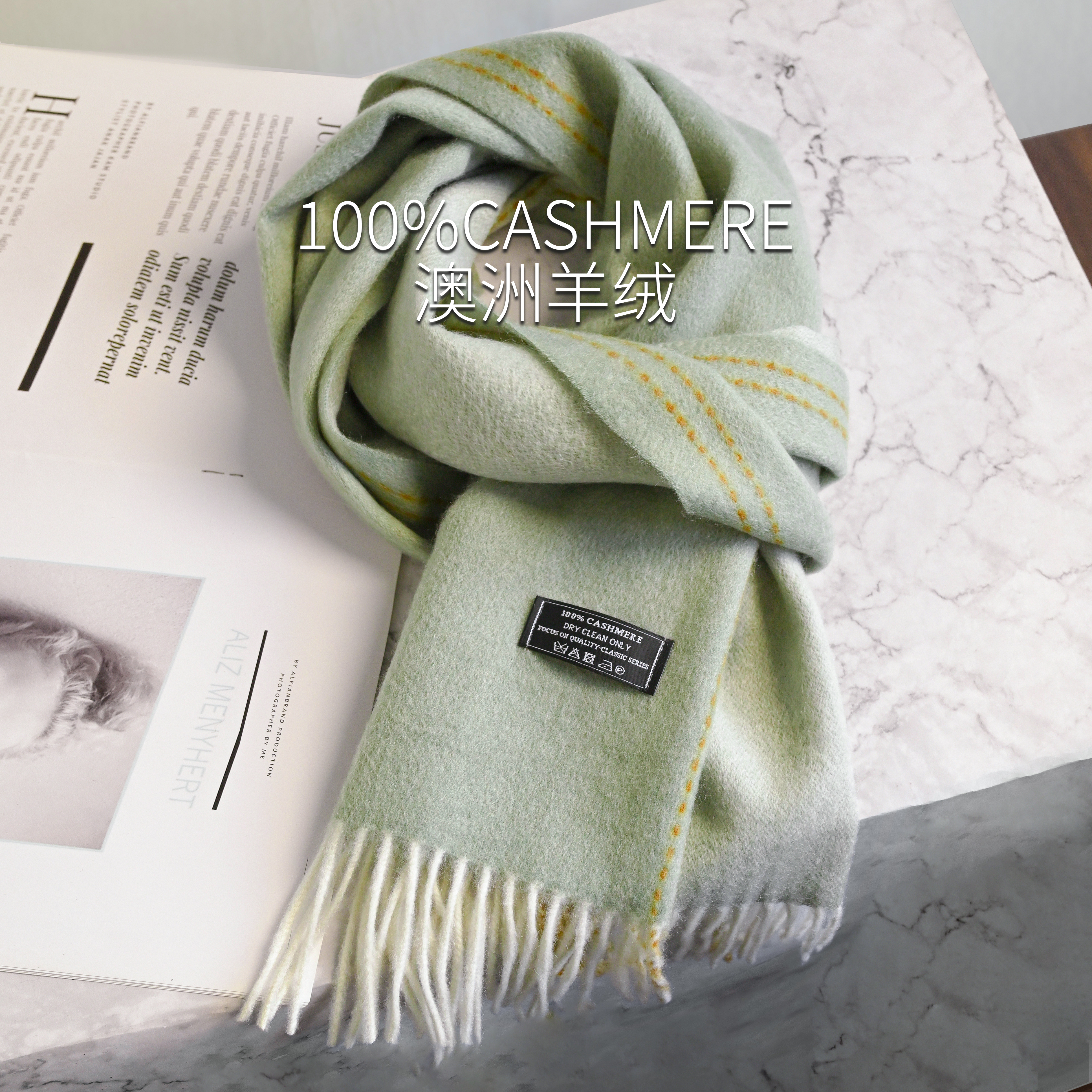 100%山羊绒围巾冬季女双面保暖