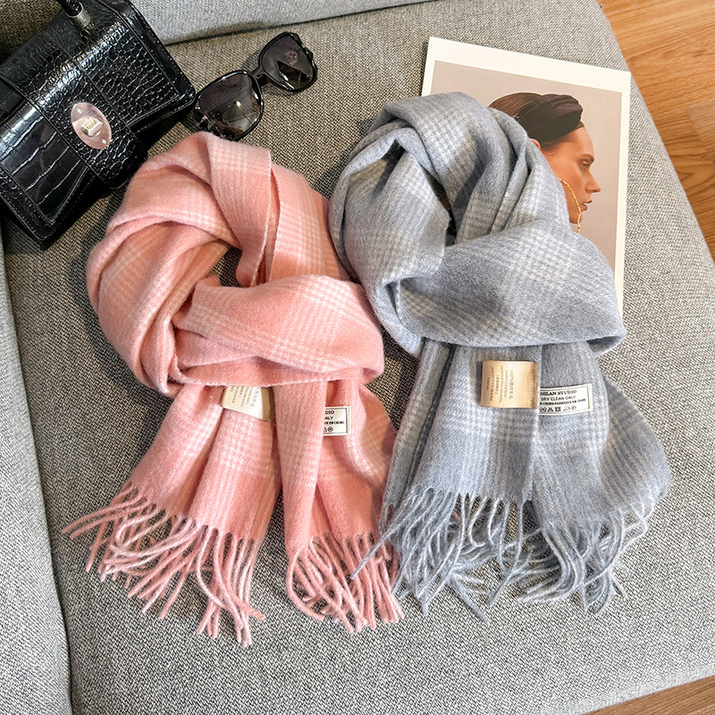 纯羊毛100%时尚格纹100%纯羊毛围巾女秋冬保暖流苏披肩百搭高级感,服饰配件/皮带/帽子/围巾,围巾/丝巾/披肩,淘宝优惠券,粉丝福利购,淘宝优惠卷