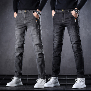 男装 牛仔裤 直筒宽松大码 休闲裤 子 春秋新款 耐磨劳保工作裤 弹力男士