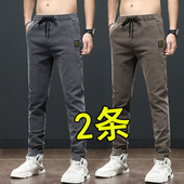 加绒保暖耐磨劳保工作裤 弹力牛仔裤 男秋冬季 宽松直筒休闲裤 子 男士